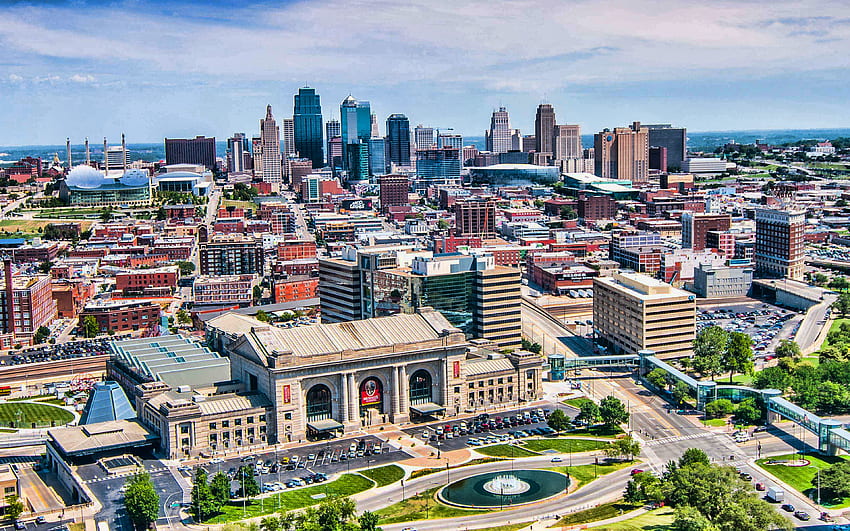 Kansas City, Missouri, estate, grattacieli, skyline di Kansas City, paesaggio urbano di Kansas City, USA per con risoluzione. Alta qualità Sfondo HD