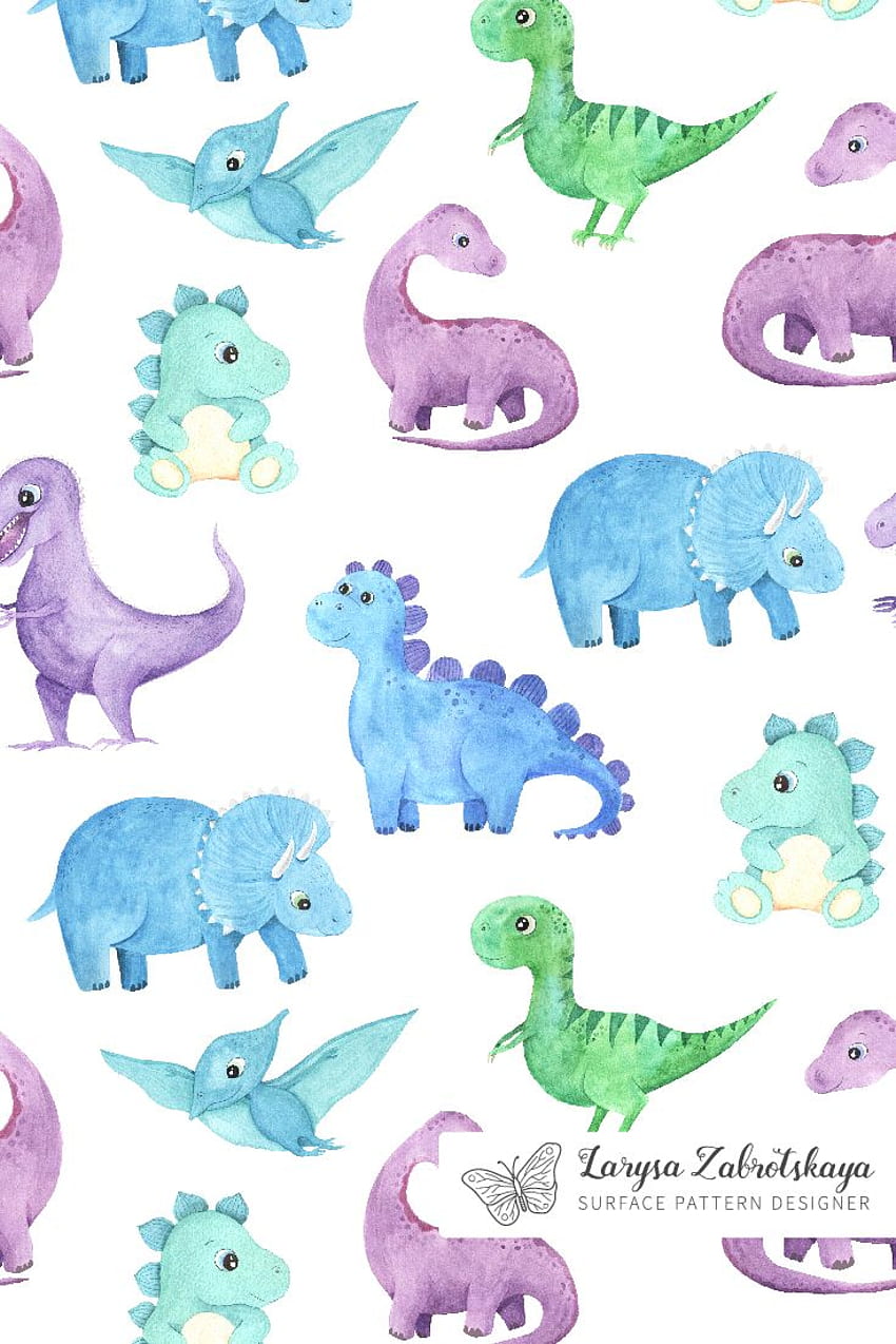 Watercolor Dinosaurs Collection. Dinosaur , Dinosaur illustration, Dinosaur, Cute Baby Dinosaur HD phone wallpaper