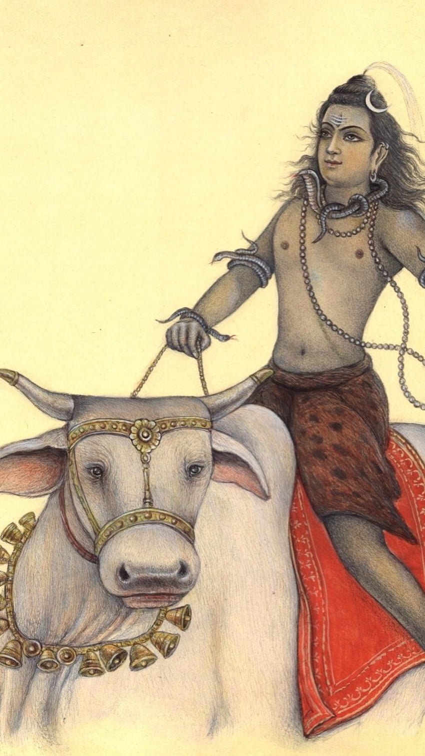 Rudra Shiva, Nandi, Malerei HD-Handy-Hintergrundbild