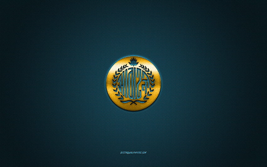 Abahani Limited, Bangladesh football club, gold logo, blue carbon fiber background, Bangladesh Premier League, football, Dhaka, Bangladesh, Abahani Limited logo HD wallpaper