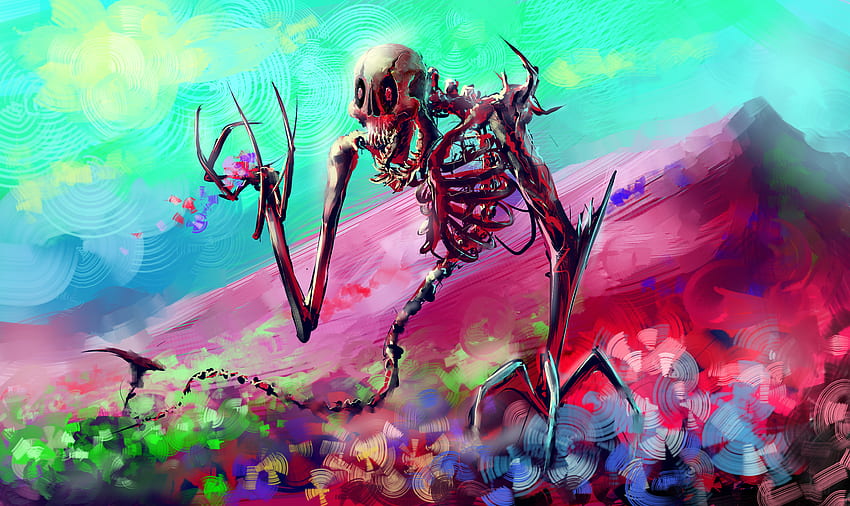 Arte, Brillante, Colorido, Esqueleto fondo de pantalla