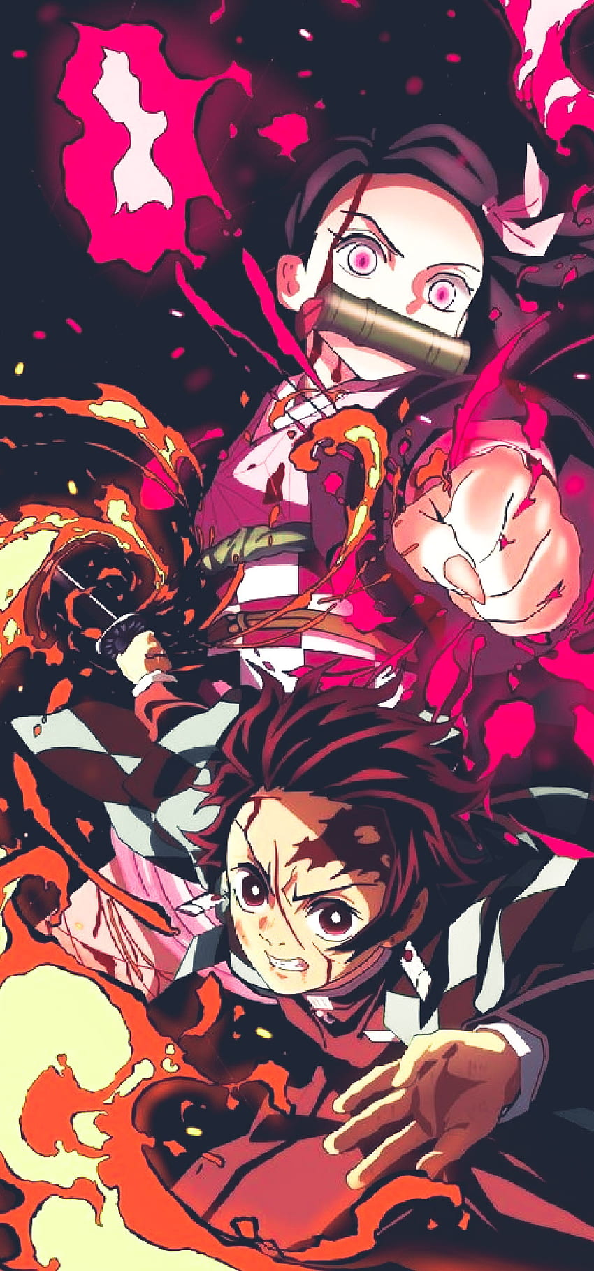 Anime, red, magenta, Demon slayer HD phone wallpaper | Pxfuel