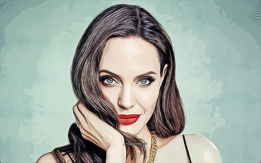 Angelina Jolie, , vector art, american actress, celebrity drawings, Angelina Jolie drawing, Angelina Jolie Voight, american celebrity, movie stars, Angelina Jolie HD wallpaper