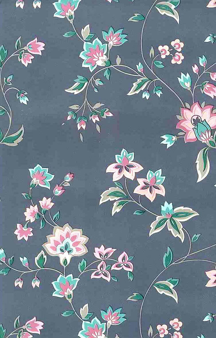 Waverly graues Vintages Blumenblau-Rosen-Grün-Taupe, lila Vintage Blume HD-Handy-Hintergrundbild