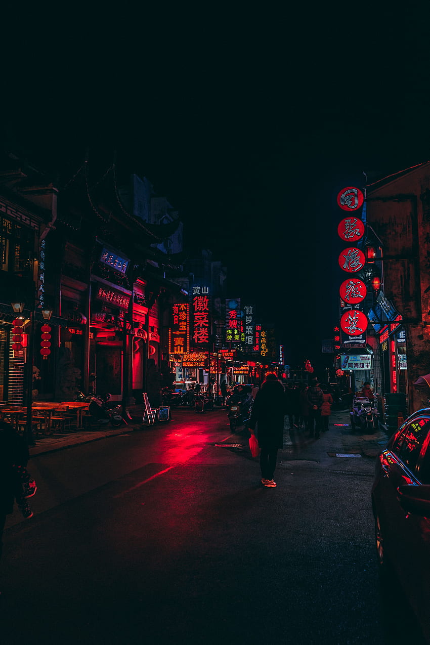Schilder, Stadt, Dunkel, Beleuchtung, Gegenlicht, Straße, Beleuchtung, China, Schilder HD-Handy-Hintergrundbild