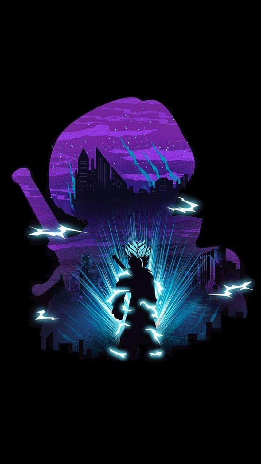 Vibrant - Killua, Goku, Luffy et Trunks, DBZ minimaliste Fond d'écran de téléphone HD