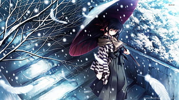 Male anime kimono night snow tree lamb wallpaper, 1440x1152, 800400