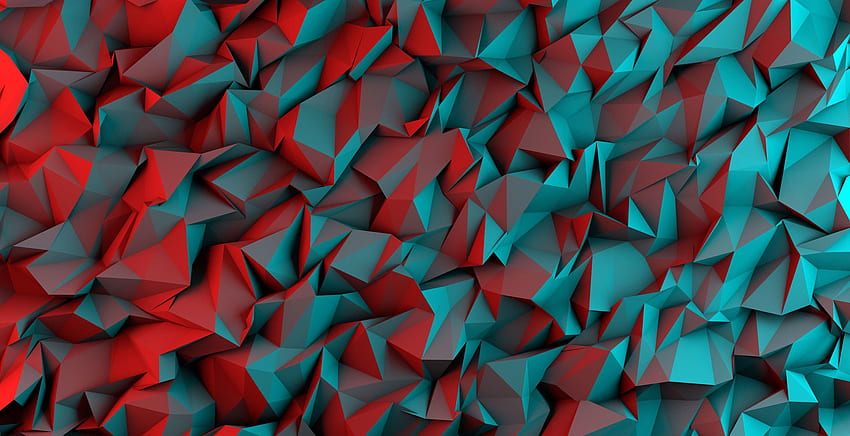 Low Poly , Red and Cyan HD wallpaper