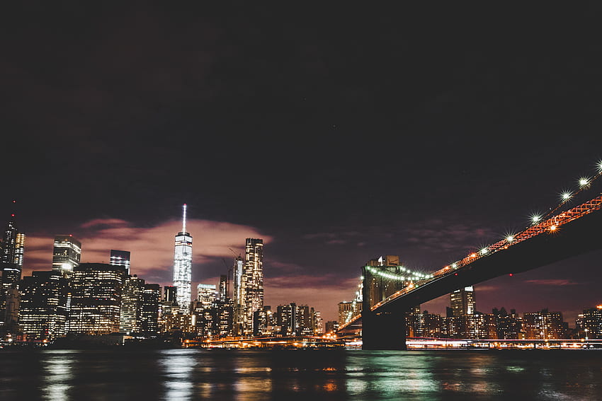 Cities, Usa, Night City, Bridge, United States, Brooklyn HD wallpaper