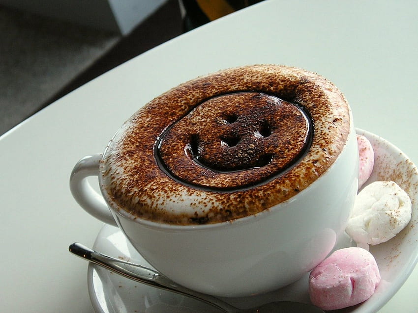 Coffee smiling, coffee, smiley, abstract, graphy HD wallpaper