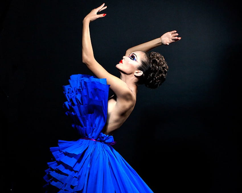 Model, blau, Mode, Pose, Modell, Kleid, Frau HD-Hintergrundbild