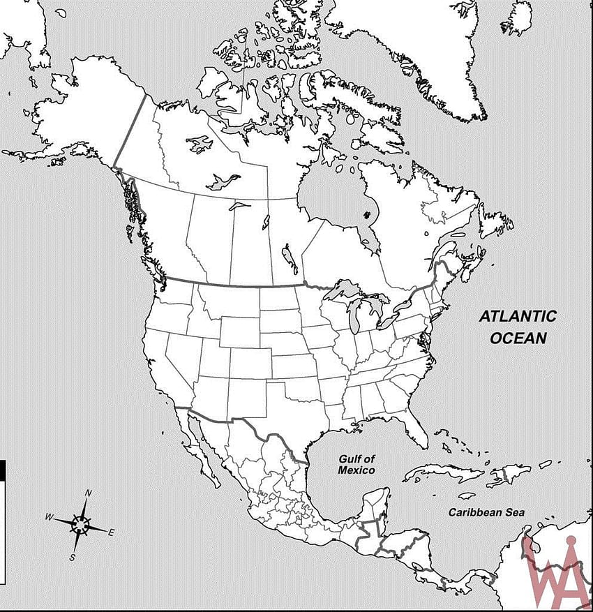 แผนที่ Outline ว่างเปล่าของสหรัฐอเมริกาและแคนาดา วอลล์เปเปอร์โทรศัพท์ HD