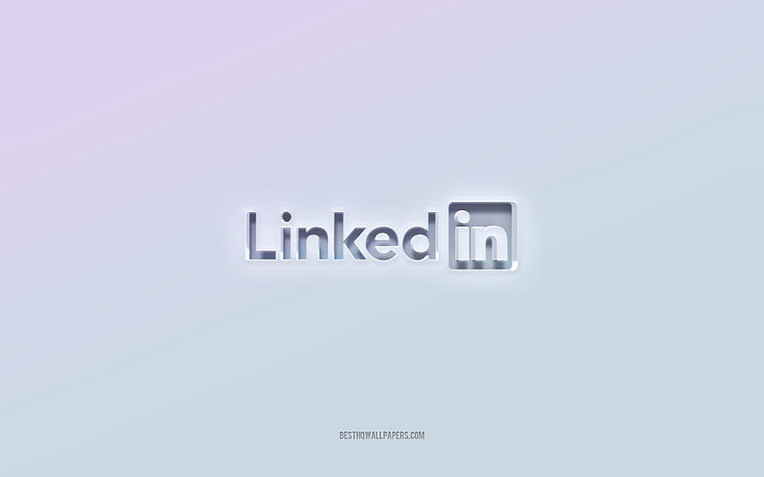 logotipo do LinkedIn, texto 3d recortado, fundo branco, logotipo do LinkedIn 3d, emblema do LinkedIn, LinkedIn, logotipo em relevo, emblema do LinkedIn 3d papel de parede HD