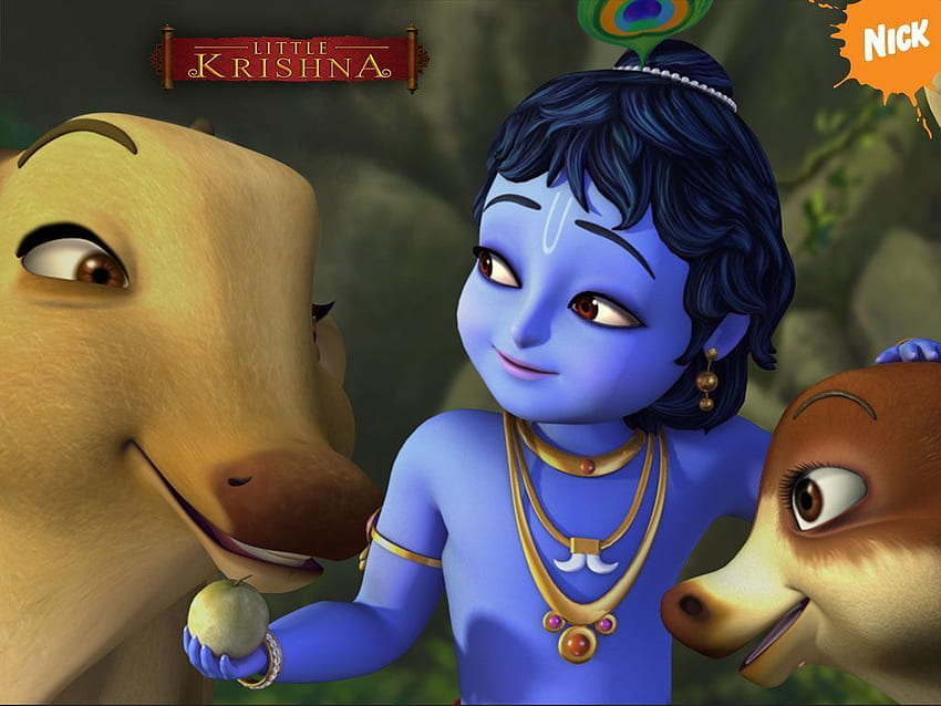 Little Krishna, Animated Krishna HD wallpaper