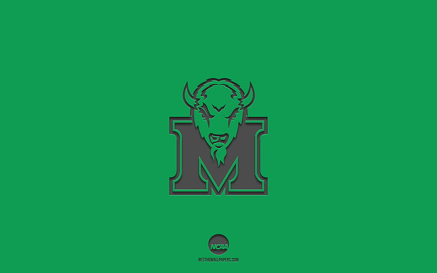 Marshall Thundering Herd, зелен фон, отбор по американски футбол, емблема на Marshall Thundering Herd, NCAA, Западна Вирджиния, САЩ, американски футбол, лого на Marshall Thundering Herd HD тапет