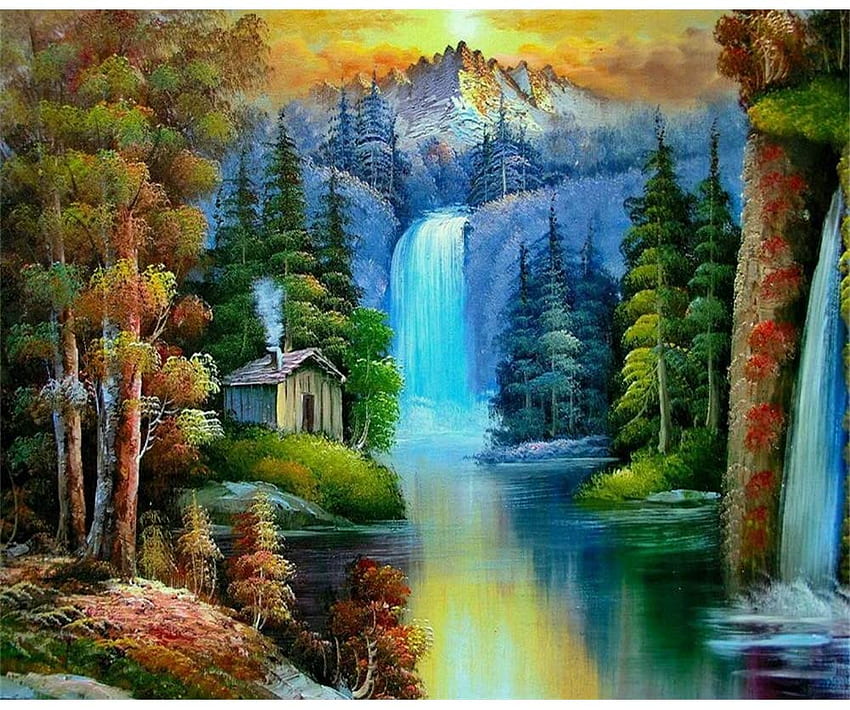 NEILDEN DIY Diamond Painting for Adults Full Drill Colorful Waterfall Rhinestone Embroidery Cross Stitch Arts Crafts for Living Room Home Wall Decor(30X40cm) : Arts, Crafts & Sewing HD wallpaper