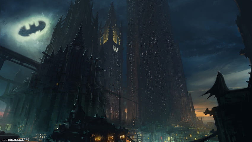 Batman, grafika, grafika koncepcyjna, Gotham City, DC Comics Tapeta HD