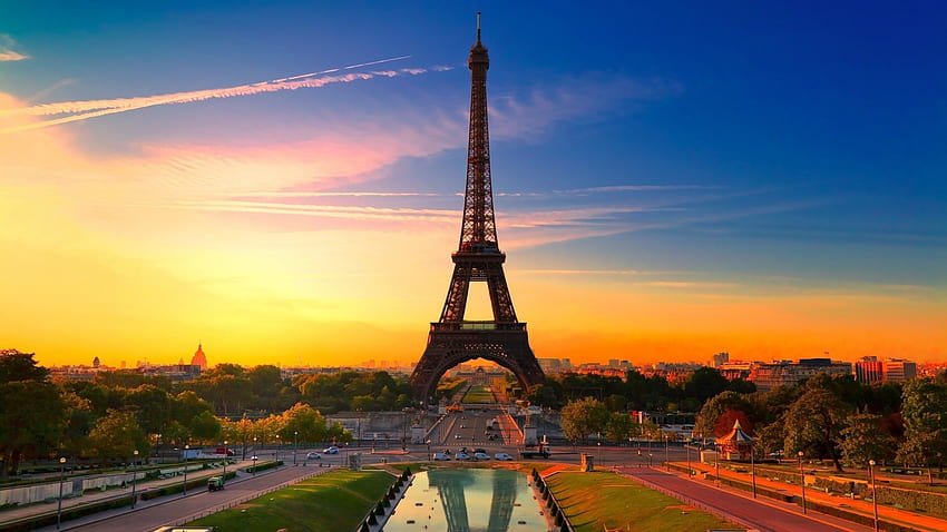 Coucher de soleil sur Paris, Tour Eiffel Fond d'écran HD