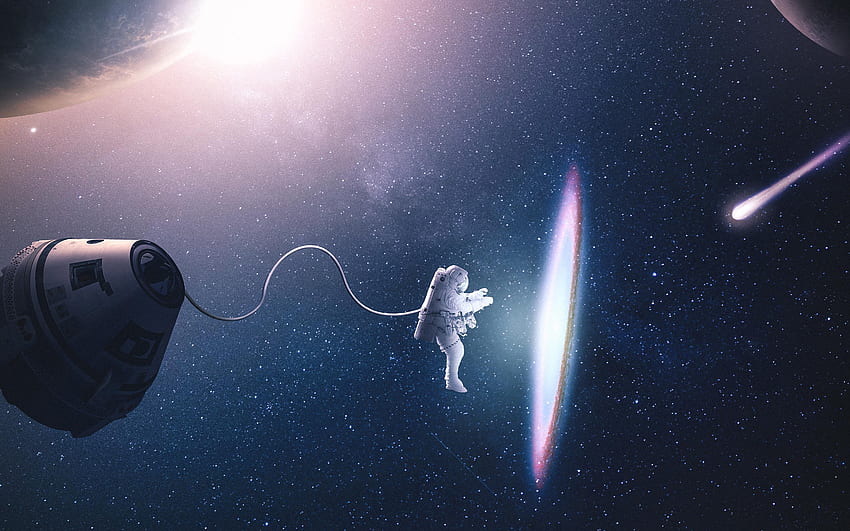 Astronauta tworzący równoległą przestrzeń Macbook Pro Retina , Tło i , Kosmiczny MacBook Tapeta HD