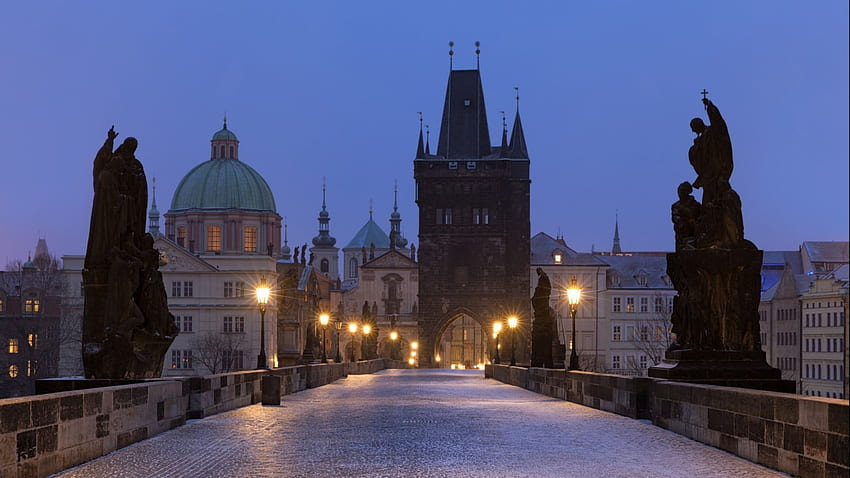 Puente de Carlos Praga, Praga Invierno fondo de pantalla