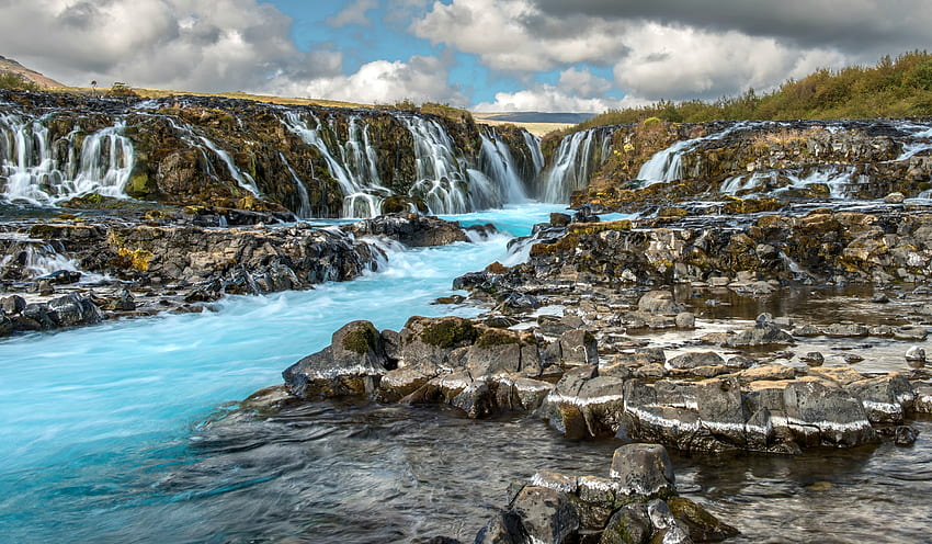 Bruarfoss, Iceland, iceland, waterfall, nature, rocks HD wallpaper