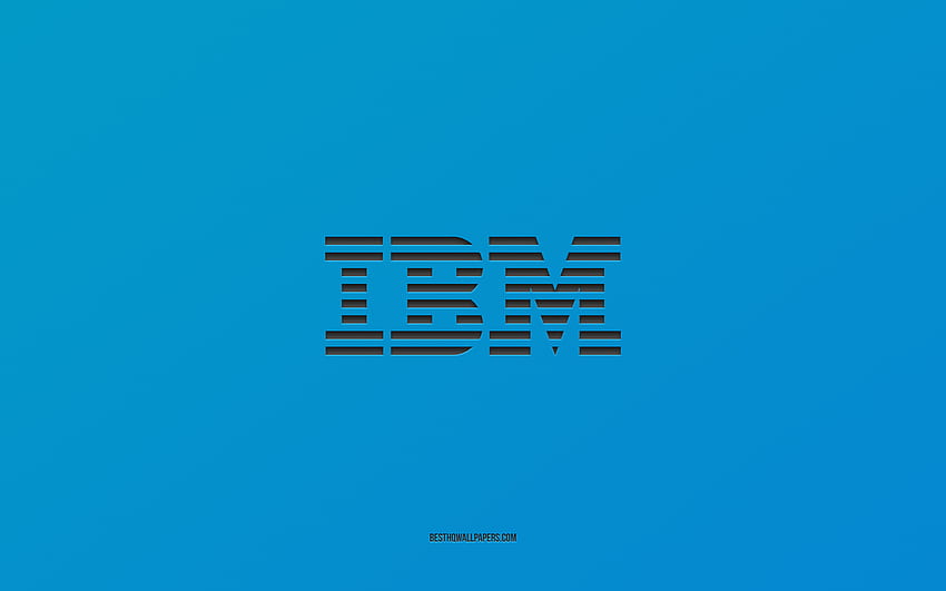 Лого на IBM, син фон, стилно изкуство, марки, емблема, IBM, текстура на синя хартия HD тапет