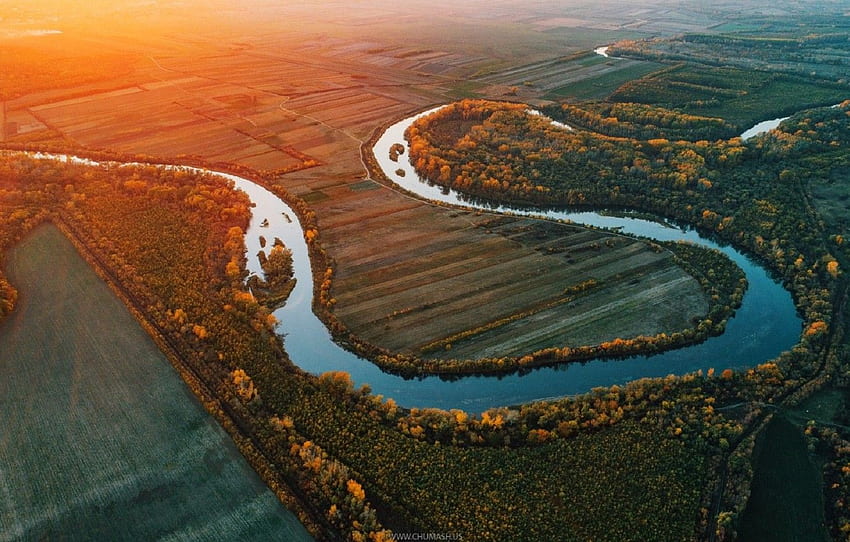 есен, река, изгрев, дрон, Молдова, Род HD тапет