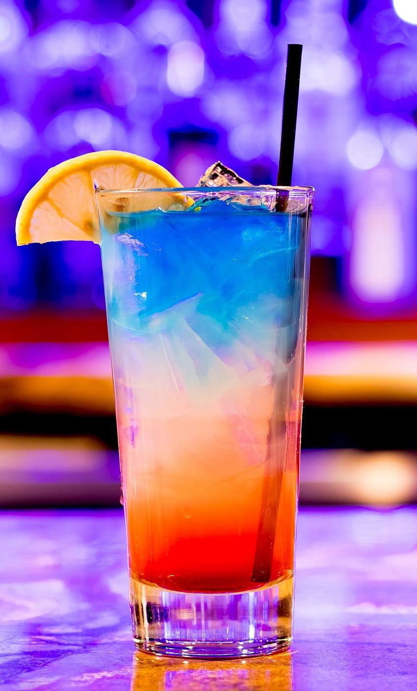 koktail, warna-warni, musim panas, minuman, Minuman Biru wallpaper ponsel HD