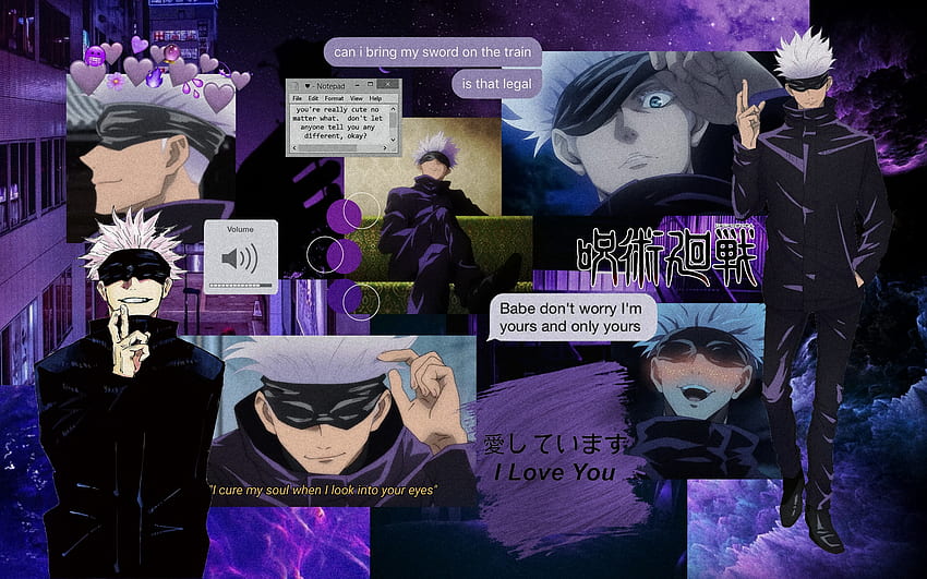 Gojo Satoru (Jujutsu Kaisen) - лилава естетика, Purple Anime Cool HD тапет