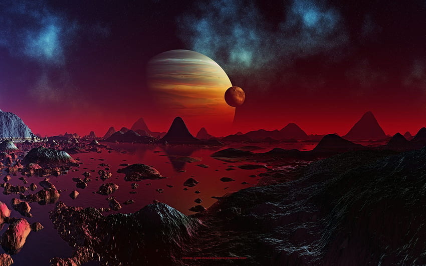 Chłodno, tło, planety, czerwień, jowisz, tło, ,. Tło science fiction, science fiction, obce światy, fajny Mars Tapeta HD