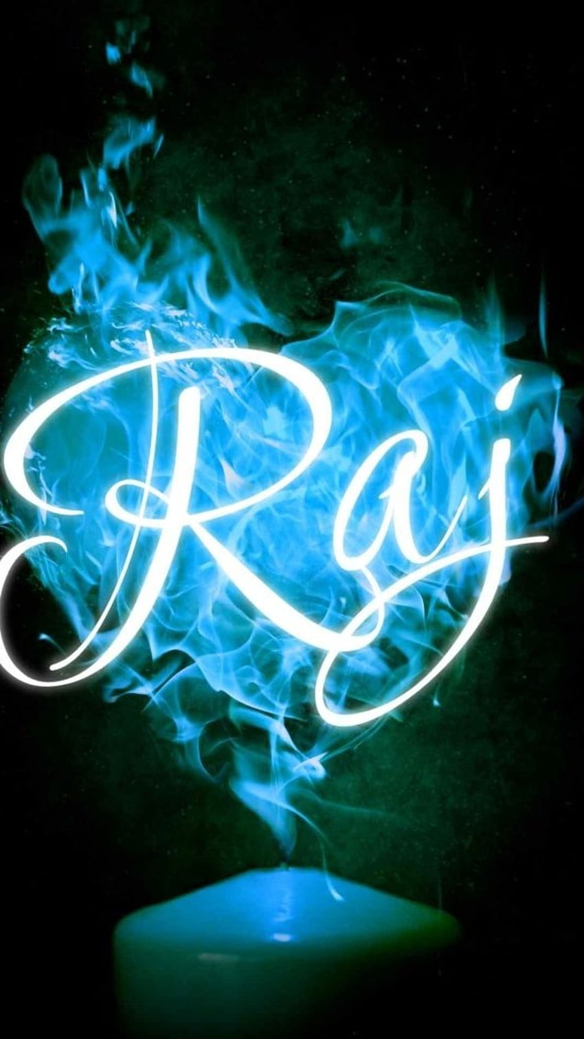 R Nombre, Raj, Corazón azul, azul, corazón ahumado fondo de pantalla del teléfono