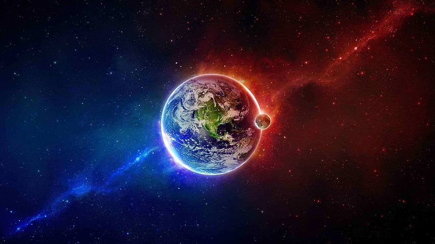 Planeta Ziemia Ogień i lód WQ 1440P, Kosmiczny ogień Tapeta HD