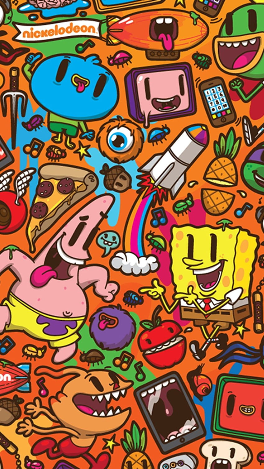 SpongeBob Doodle — niesamowite, fajne doodle Tapeta na telefon HD