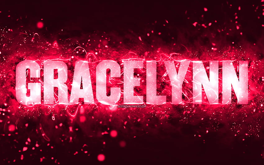 Happy Birtay Gracelynn Pink Neon Lights Gracelynn Name Creative Gracelynn Happy Birtay