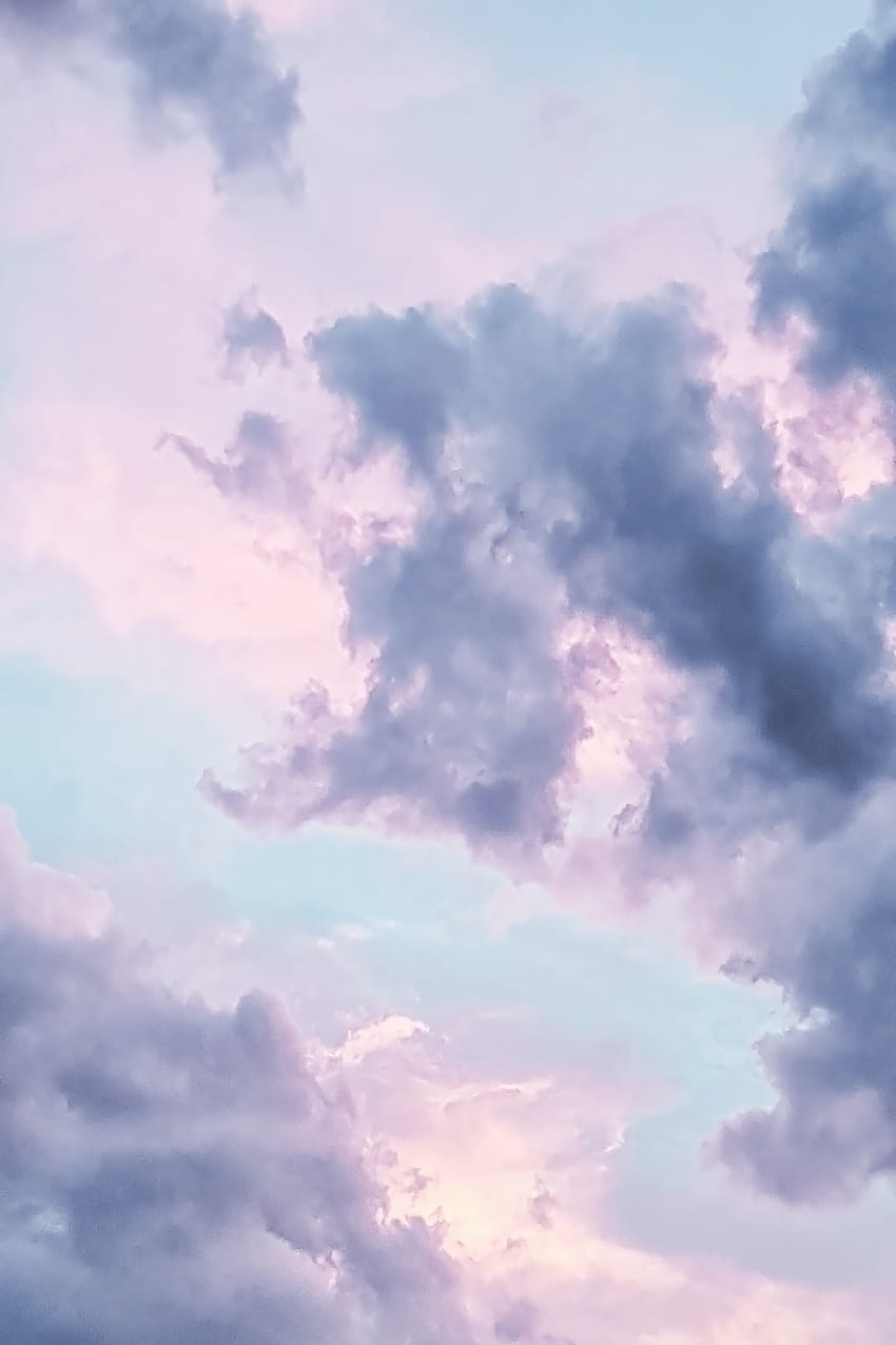 Nuvole pastello, nuvole estetiche blu pastello Sfondo del telefono HD