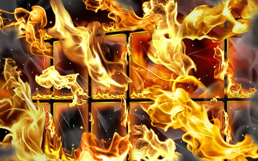 Abstract, Fire, Flame, Grid, Set Fire, Lit HD wallpaper