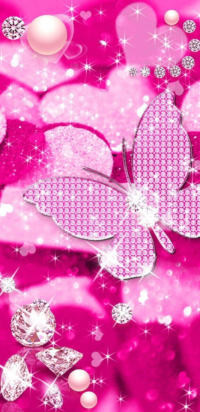 Farfalla diamante rosa Sfondo del telefono HD