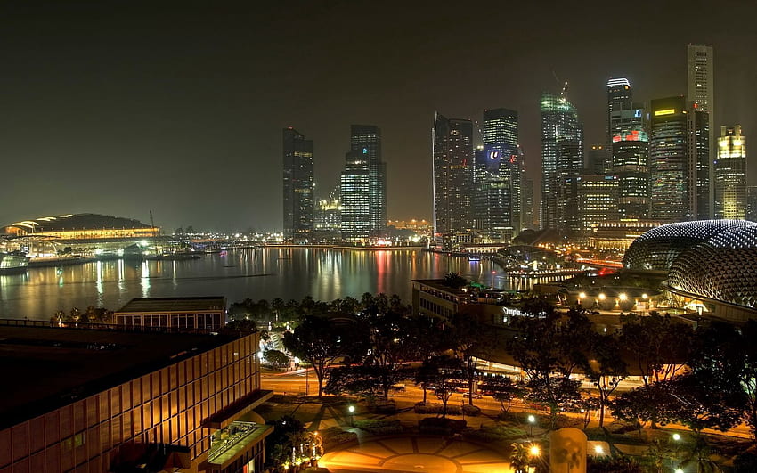 도시, 조명, 도로, 저녁, 거리, 싱가포르 HD 월페이퍼