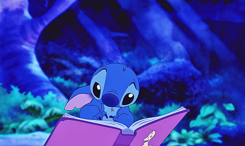 Stitch reading The Ugly Duckling HD wallpaper