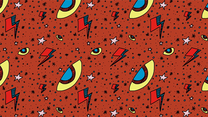 // Total Blam Blam in Red Sails // Stardust Baby David Bowie Pattern Design Collection by Calee Cecconi in Ziggy Stardust Colorway HD wallpaper