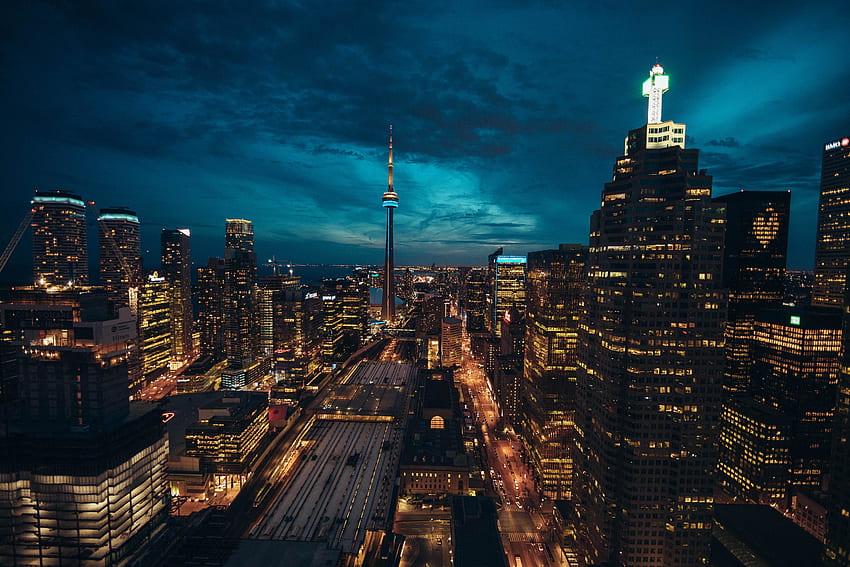 Toronto, pejzaż miejski, budynki, noc Tapeta HD
