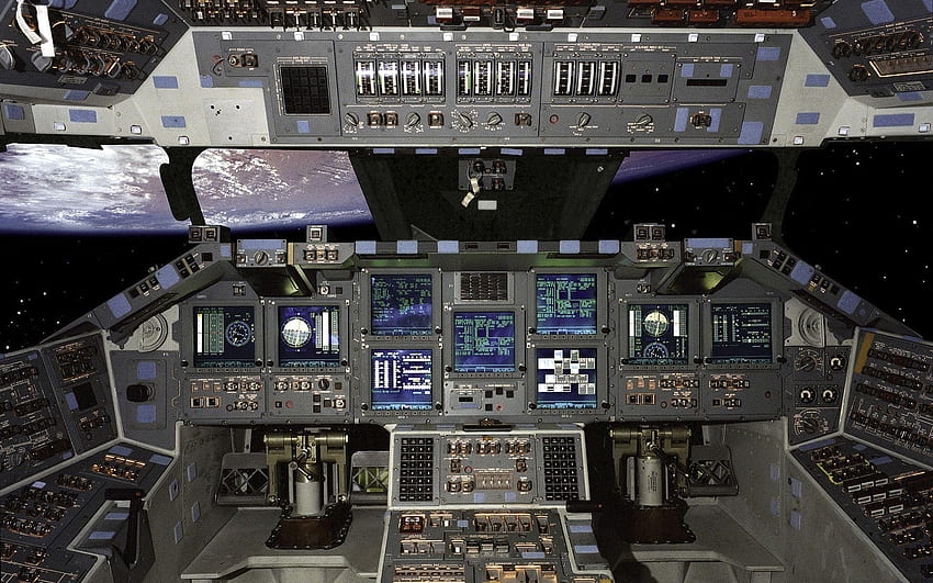Space-Shuttle-Innenraum, Raumschiff-Cockpit HD-Hintergrundbild