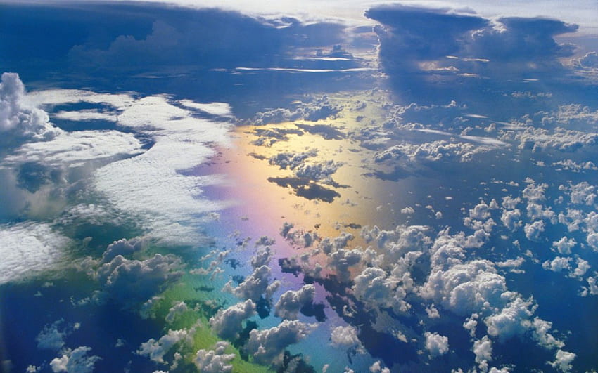 Rainbow Sky, scenery, rainbow, clouds, view, sky, nature, amazing, ocean HD wallpaper