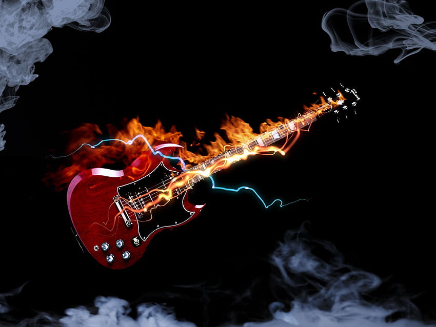 Electric Guitar, Flaming Guitar HD wallpaper