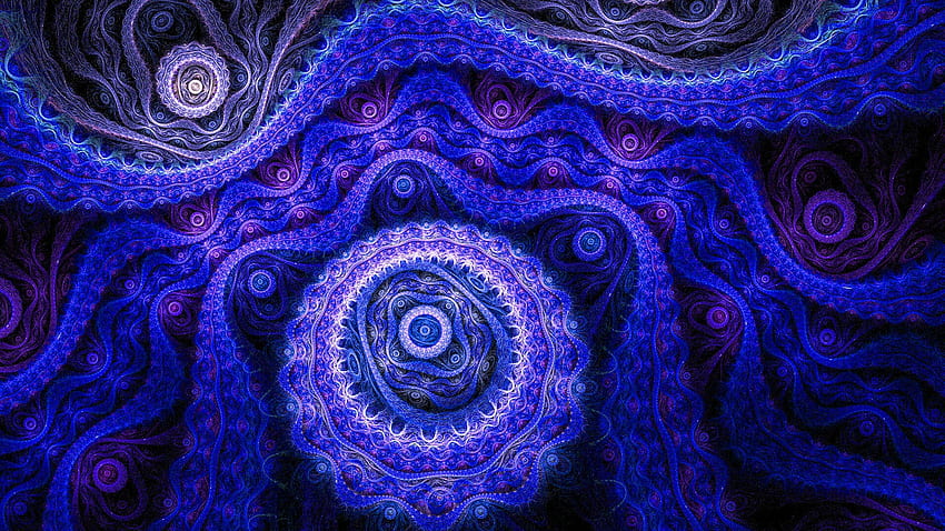 Fraktal biru dan ungu, 5120 X 2880 Fraktal Wallpaper HD