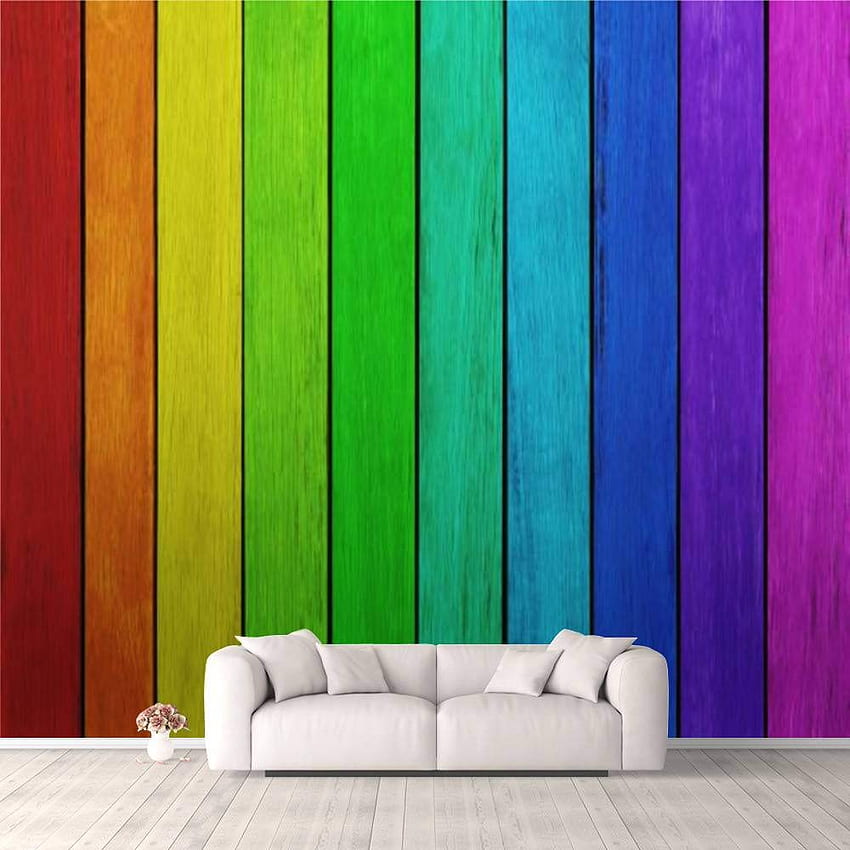 3D Rainbow Wood Texture, Background Colorful Background Stock , Self Adhesive Bedroom Living Room Dormitory Decor Wall Mural Stick and Peel Background Wall Ceiling Wardrobe Sticker : Tools & Home, Rainbow 3D HD phone wallpaper