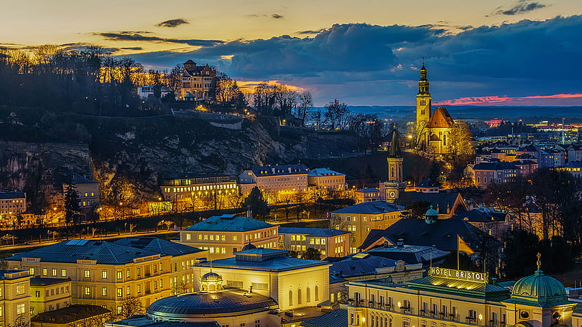 Salzburg Austria Sky Evening Cities Building HD wallpaper