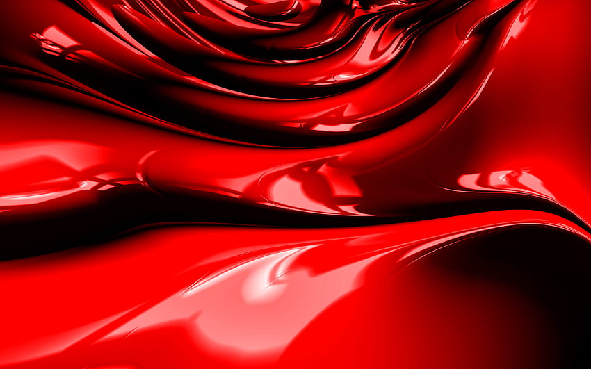 czerwone fale abstrakcyjne, sztuka 3D, sztuka abstrakcyjna, czerwone faliste tło, abstrakcyjne fale, tło powierzchniowe, czerwone fale 3D, twórcze, czerwone tło, fale tekstury z rozdzielczością. Wysoka jakość Tapeta HD