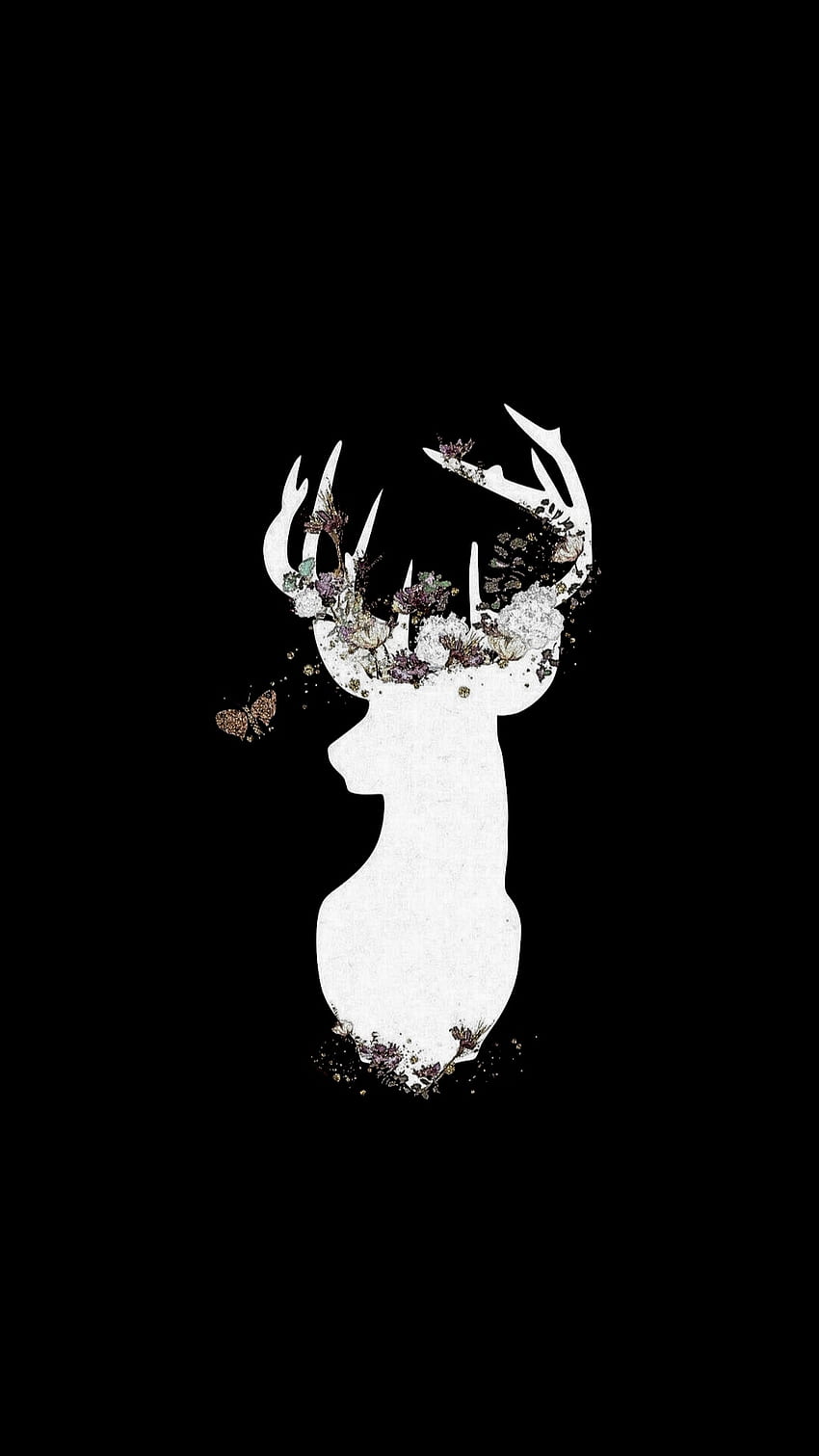 Deer, art, nature, black, aesthetics HD phone wallpaper
