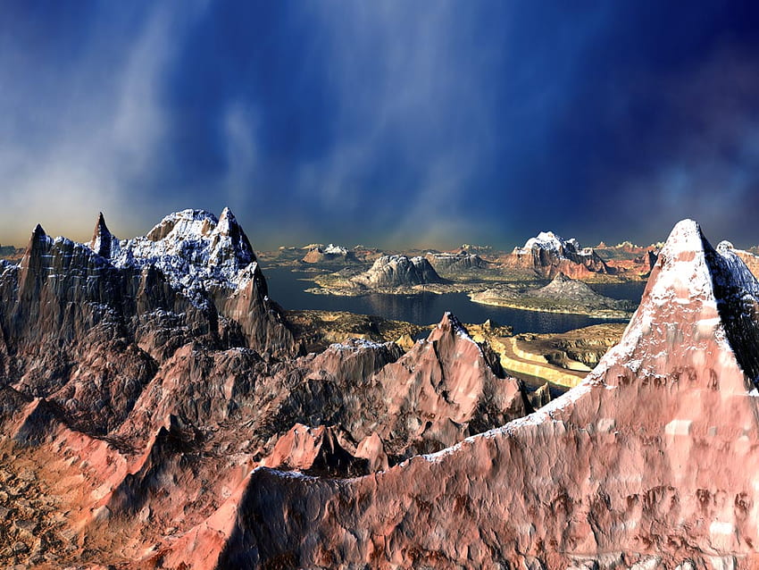 picos de las montañas rocosas en el espacio, espacio, montañas, gama, picos fondo de pantalla